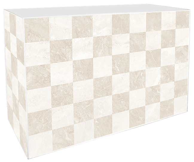 Art Series Service Bar Counter - Checkered Stone Bianco Beige - White Top - 60 x 180 x 110cm H